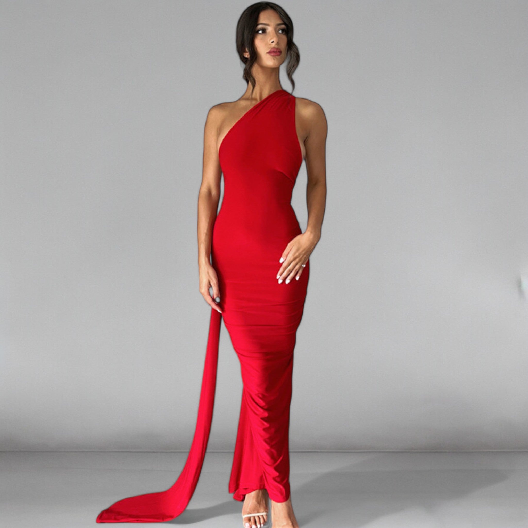 Classic Asymmetric Halter Maxi Dress