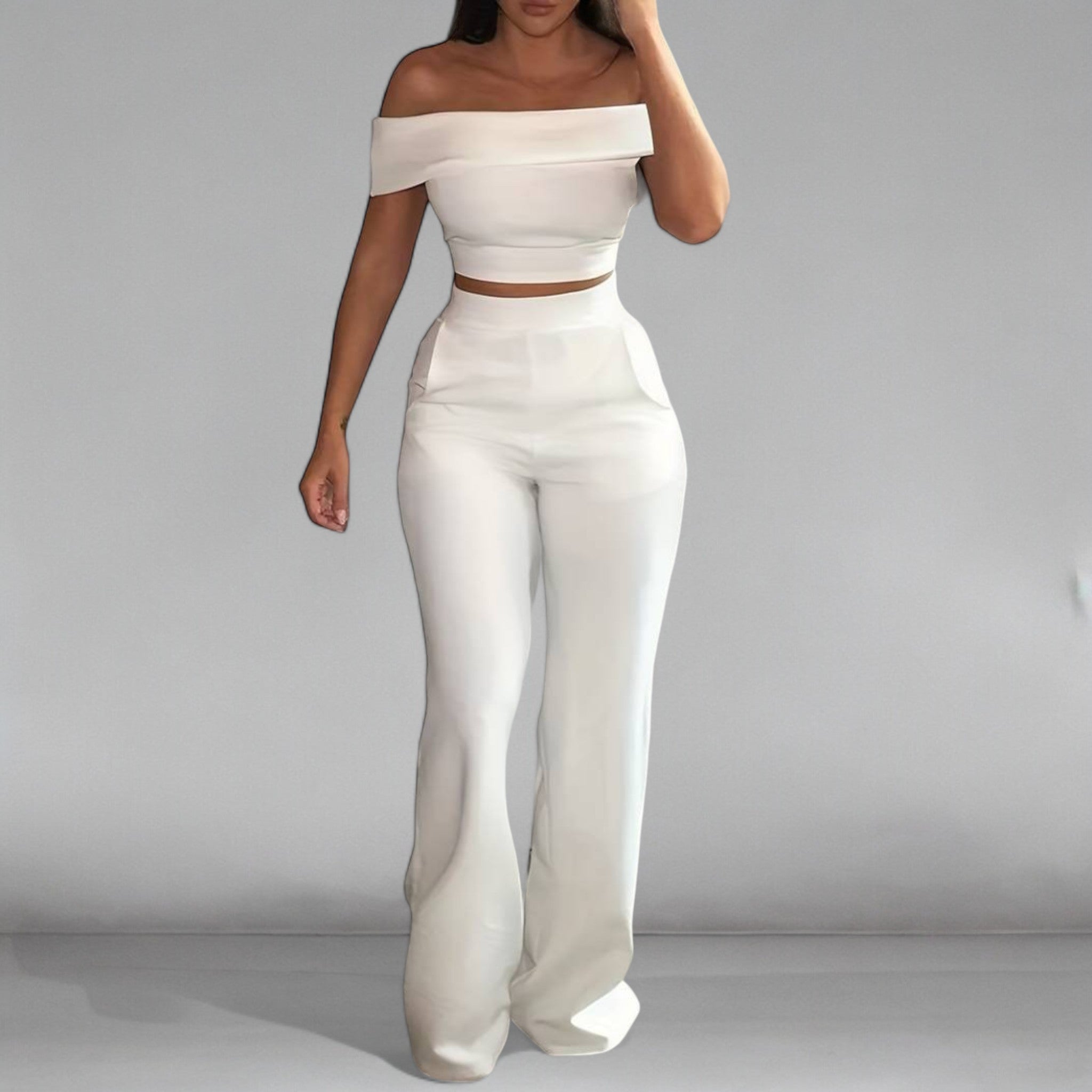 Wide Leg Pants with Stylish Cropped Top